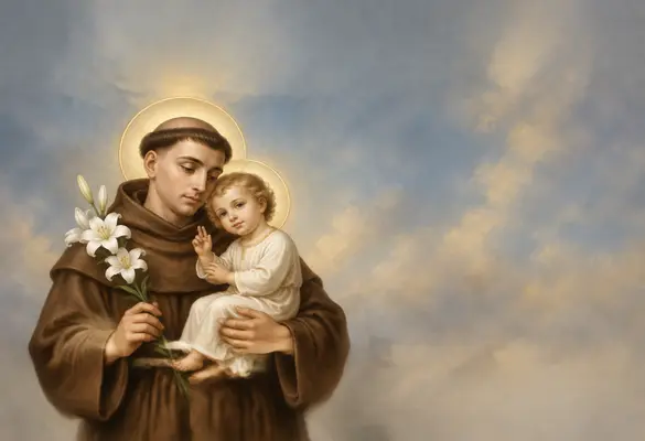 Saint Anthony of Padua holding the Child Jesus and lilies